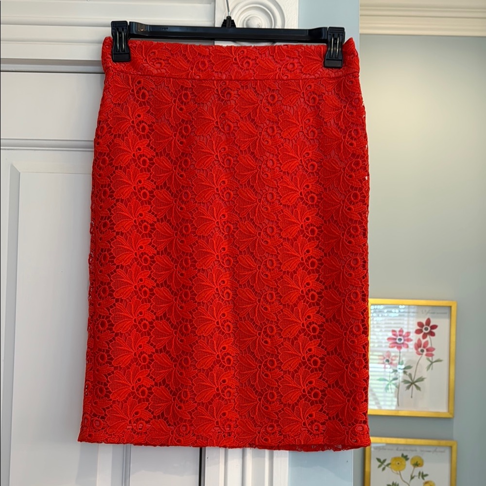 Ann Taylor Red Pencil Skirt Knee-Length Cocktail